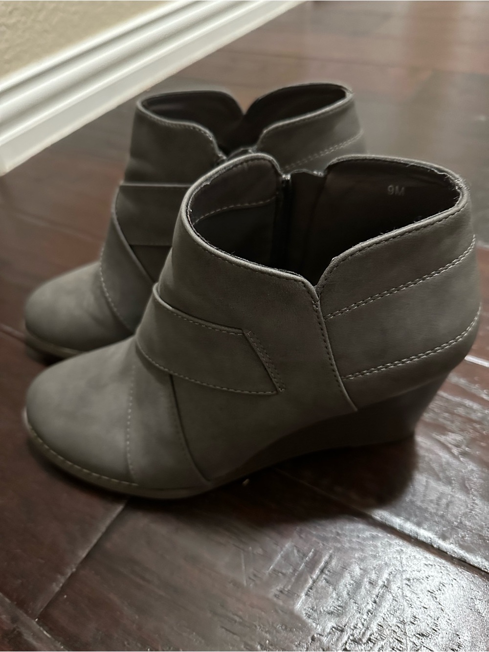 Maurices Gray Wedge Ankle Booties